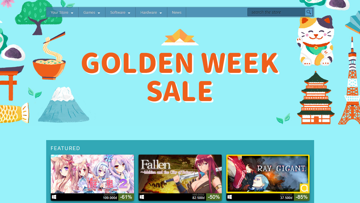 Steam giảm giá hàng
loại game bom tấn đến từ Nhật Bản nhân Tuần lễ Vàng (Golden
Week)