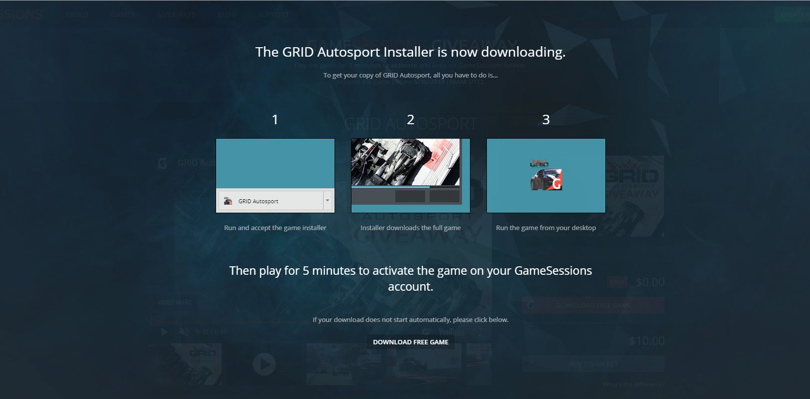 GameSessions đang
miễn phí trong thời gian ngắn tựa game đua xe GRID Autosport
trị giá 39,99$, anh em nhanh tay nhé