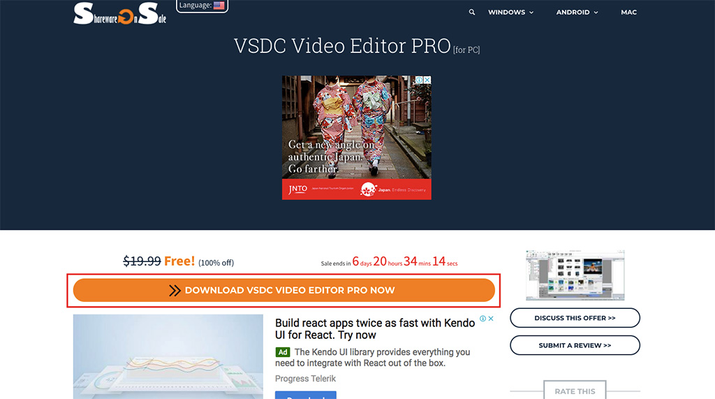 Nhanh tay nhận miễn phíVSDC Video Editor PRO,
phần mềm chỉnh sửa video trị giá 19,99 USD