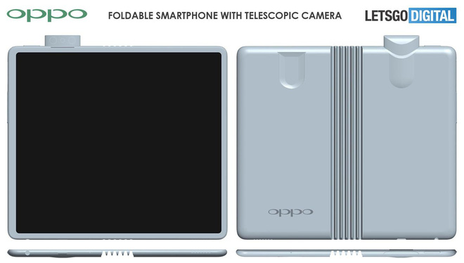Oppo đệ trình sáng
chế smartphone màn hình gập với camera popup, 4 viền màn
hình mỏng đều nhau