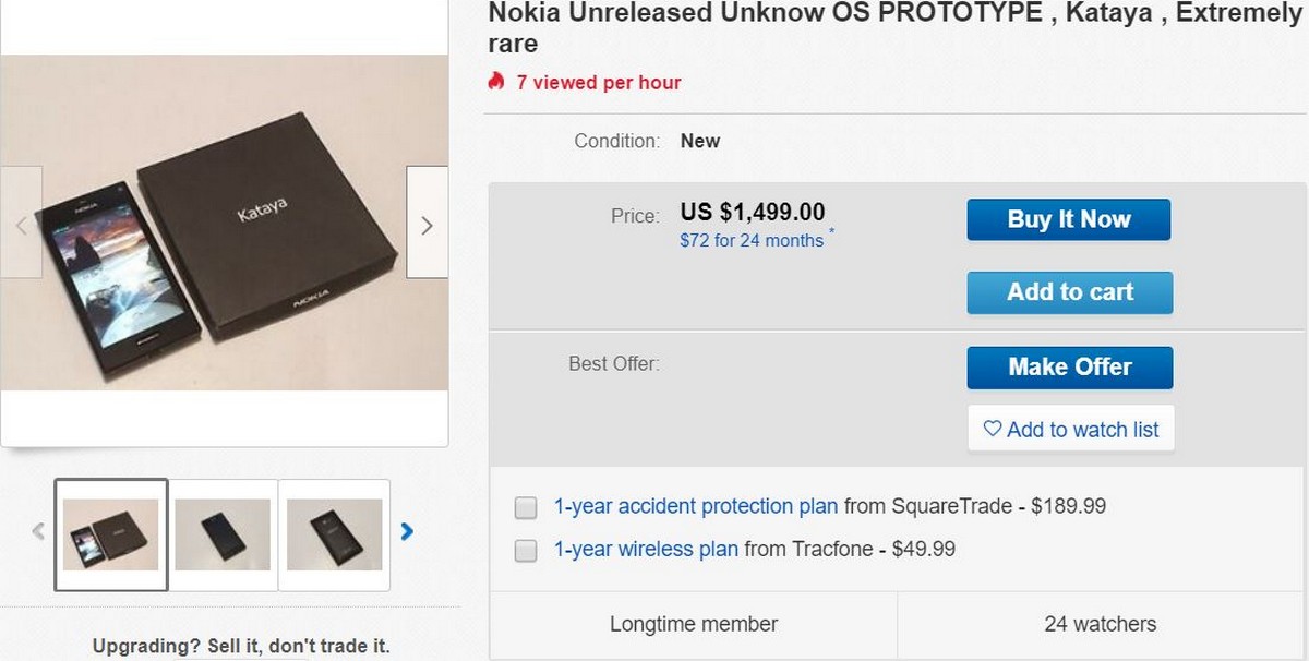 Hai nguyên mẫu Nokia
Kataya và Ion Mini bất ngờ được rao bán trên eBay với giá
đến hơn 46 triệu