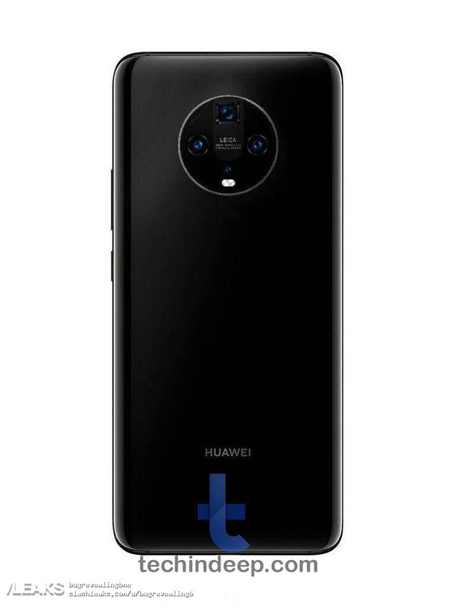 Huawei Mate 30 lộ ảnh
render với thiết kế mặt lưng kính, cụm camera sau hình tròn