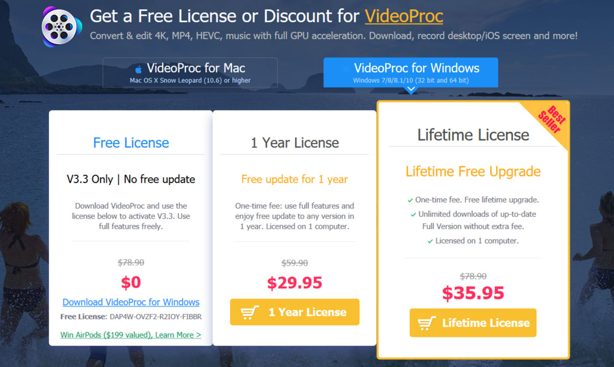 Nhanh tay nhận miễn
phí bản quyền VideoProc: Phần mềm chỉnh sửa video chuyên
nghiệp có giá 78.9 USD