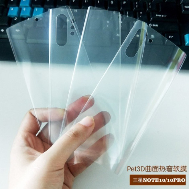 Lộ miếng dán bảo vệ
màn hình của Samsung Galaxy Note 10 và Note 10 Pro