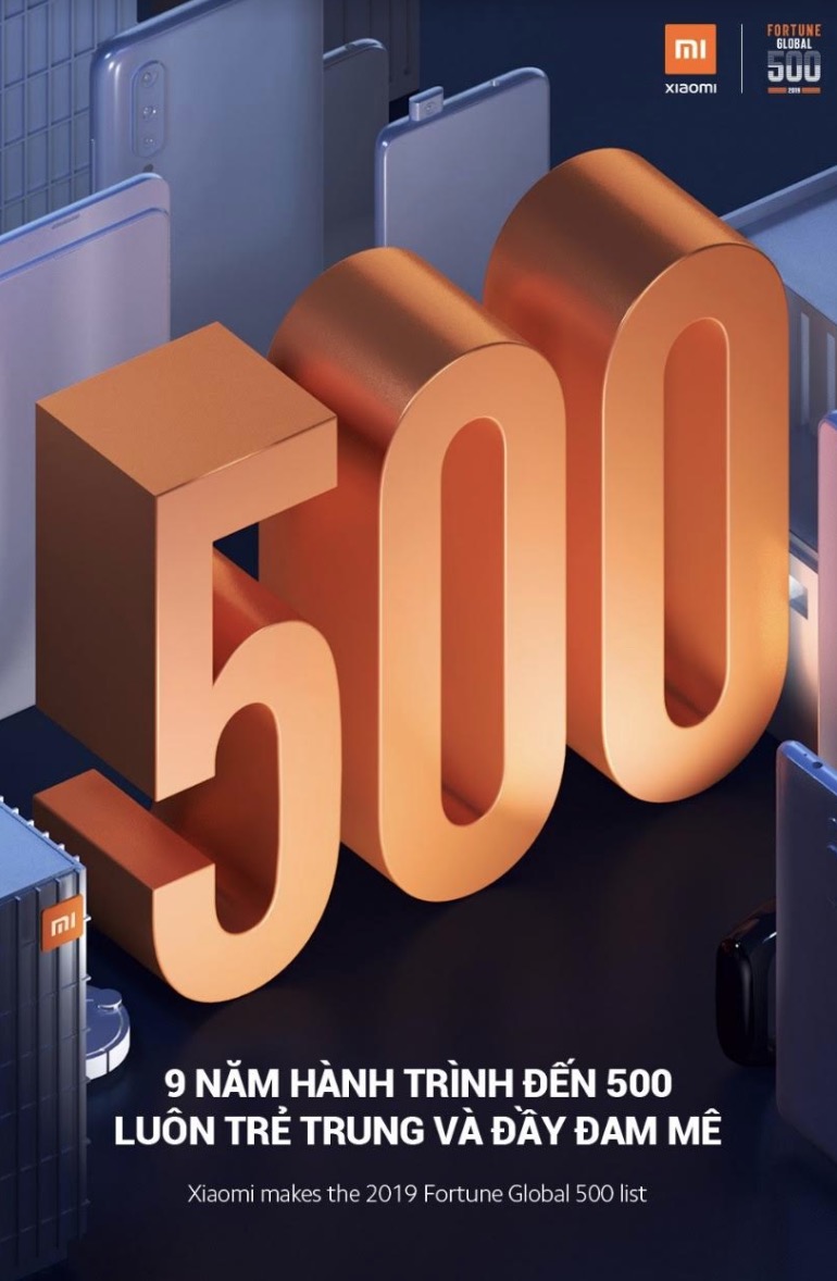 Xiaomi trở thành công
ty trẻ nhất trong danh sách Global 500 của Fortune