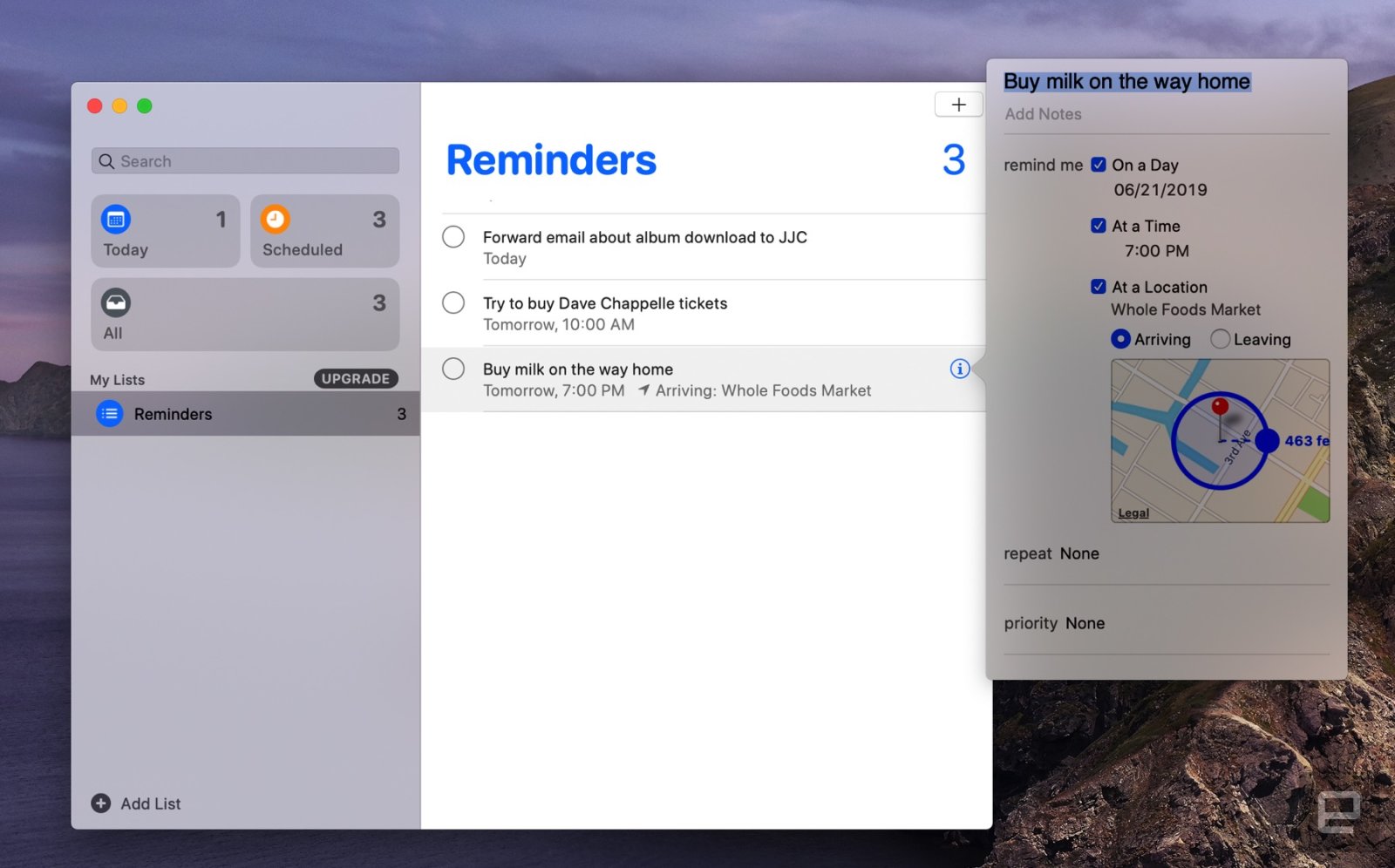 Ứng dụng Reminder đã
có sự cải tiến mạnh mẽ trong iOS 13 và macOS Catalina