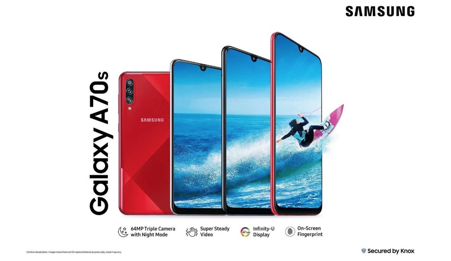 Samsung chính thức ra
mắt Galaxy A70s với camera 64MP, màn hình Infinity-U 6.7
inch, giá 9.5 triệu VND