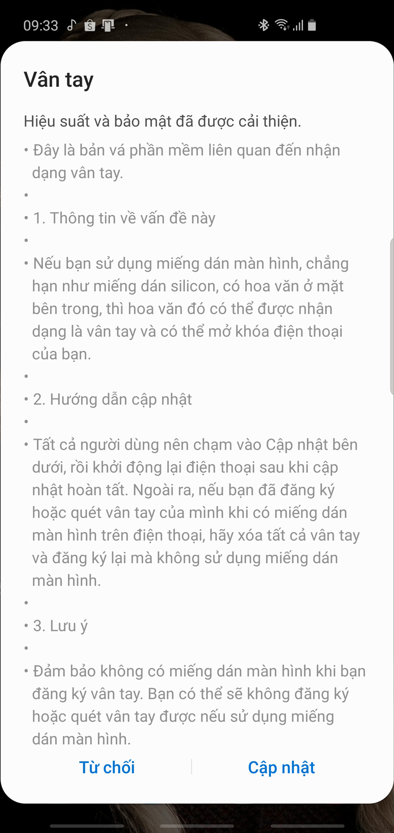 Samsung báo cáo đã
sửa được lỗi bảo mật vân tay siêu âm trên Galaxy S10 và Note
10