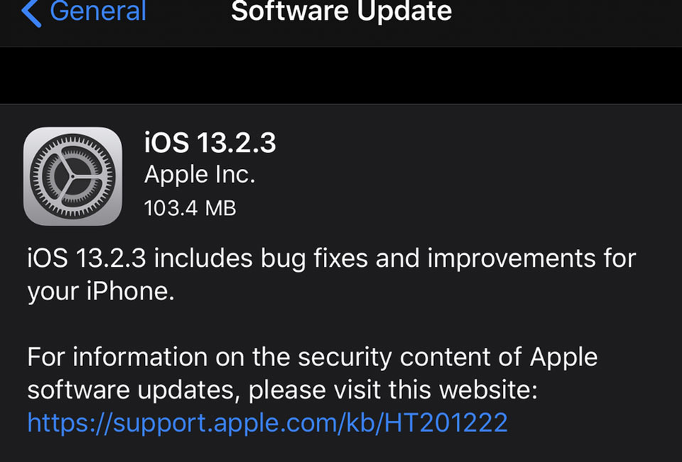 Apple chính thức phát
hành phiên bản iPadOS, iOS 13.2.3 chính thức cho tất cả
người dùng, anh em lên ngay nhé