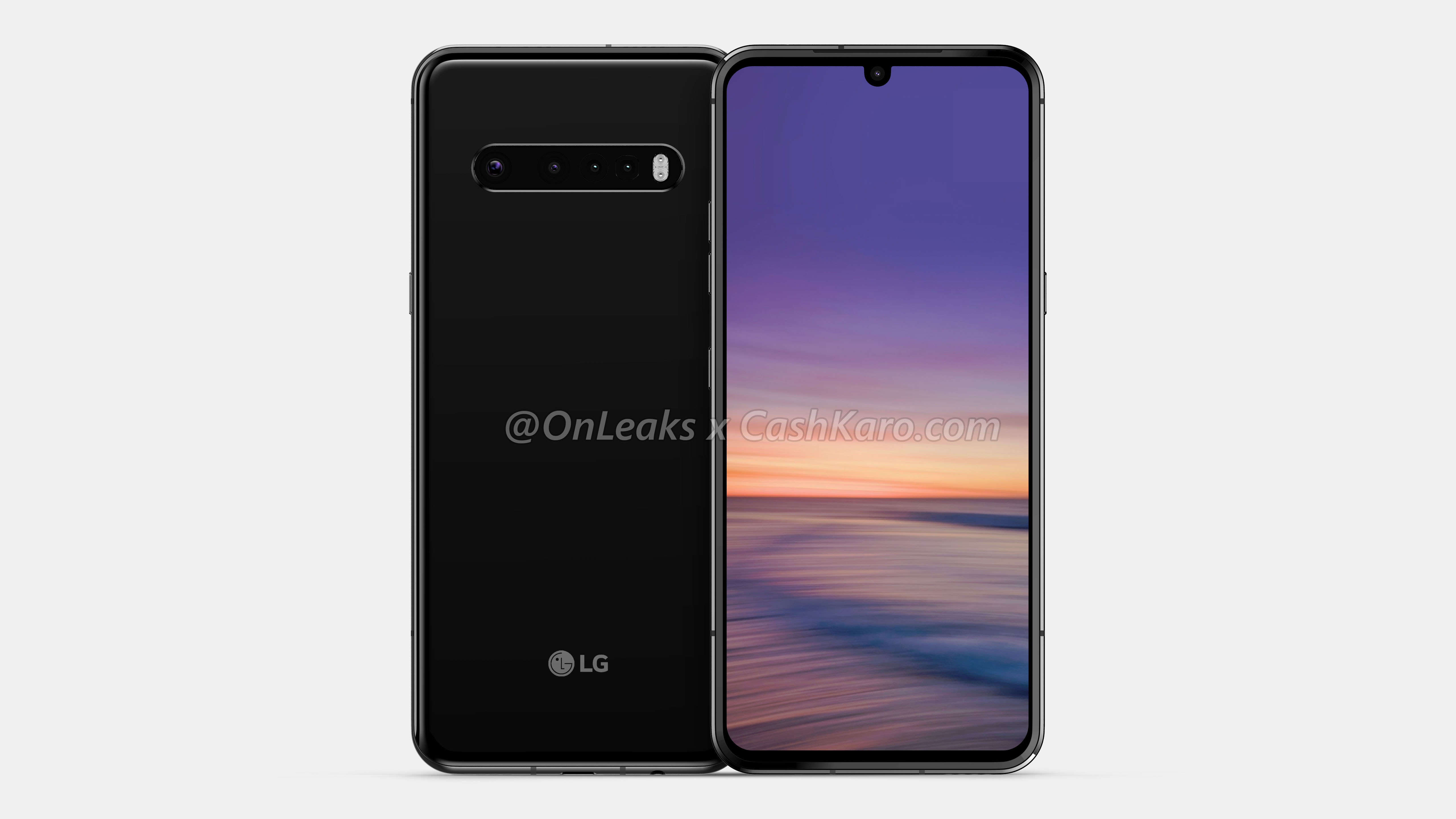 LG G9 lộ ảnh render với thiết kế màn hình giọt nước, vân tay trong màn hình, 4 camera sau, có jack 3.5mm