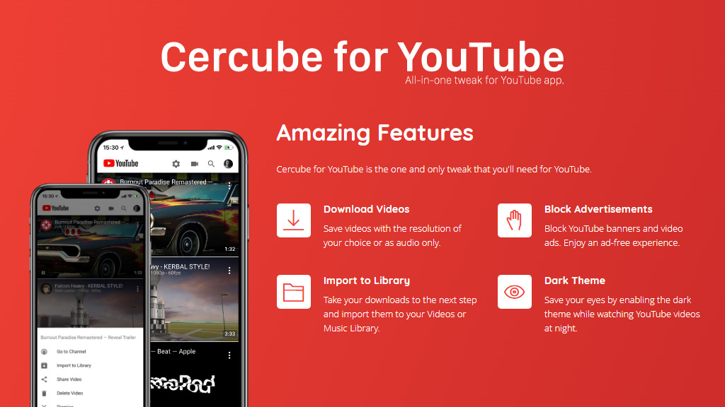 Hướng dẫn cài đặt
Cercube for YouTube v5.1.3, phiên bản ''YouTube
Vance'' mới nhất dành cho iPhone/ iPad