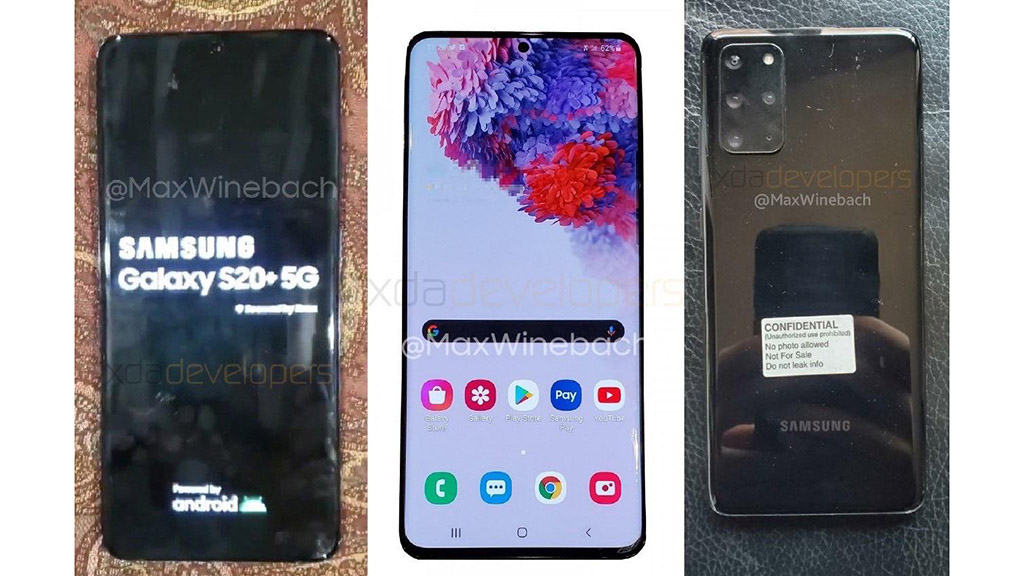 Galaxy S20+ 5G lộ hình ảnh thực tế với màn hình đục lỗ như Note 10, cụm 5 camera hình chữ nhật