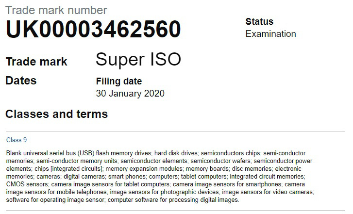 Samsung đăng ký
thương hiệu ''Super ISO'' cho Galaxy
S20