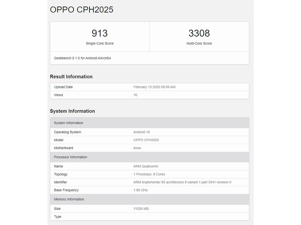 OPPO Find X2 Pro vừa xuất hiện trên Geekbench
với vi xử lý Snapdragon 865 và 12 GB RAM