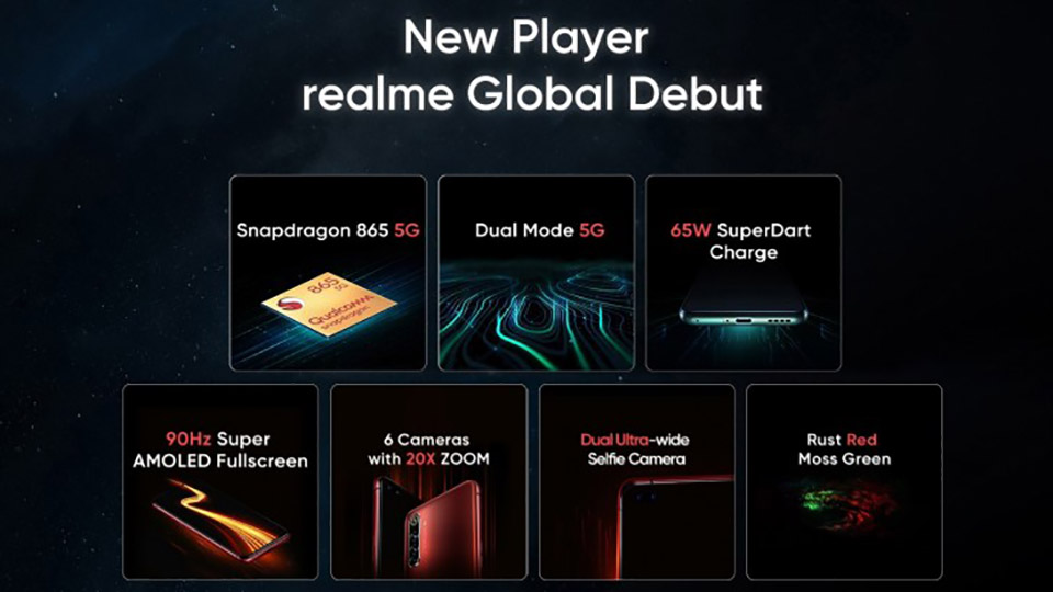 Realme X50 Pro chính
thức ra mắt: Snapdragon 865, 12GB RAM, hỗ trợ 5G, sạc nhanh
65W, giá chỉ 600 USD
