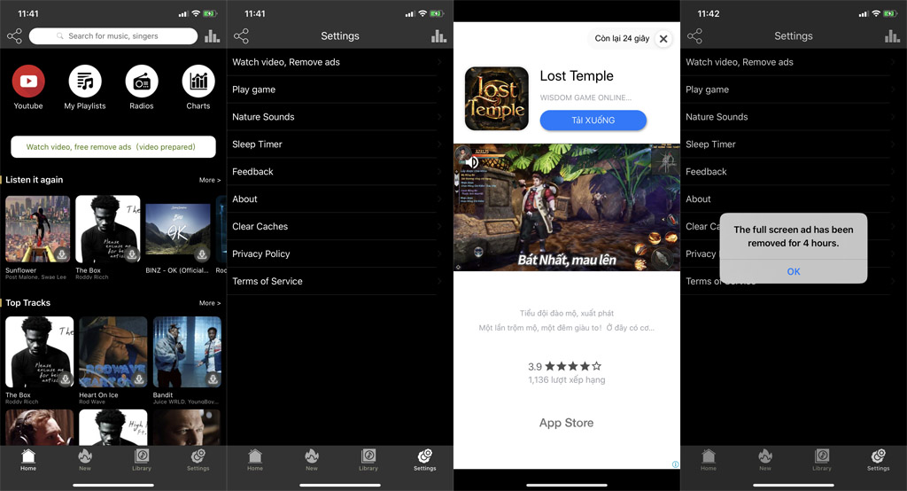 YoungTunes: ứng dụng
hỗ trợ phát nhạc trong nền, tải video YouTube, chuyển đổi
sang tệp MP3 ngay trên iPhone, iPad