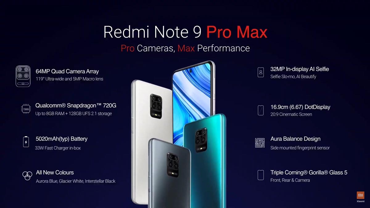 Redmi Note 9 Pro/ Pro
Max ra mắt: Snapdragon 720G, camera 64MP, pin 5020mAh, sạc
nhanh 33W, giá từ 4.09 triệu