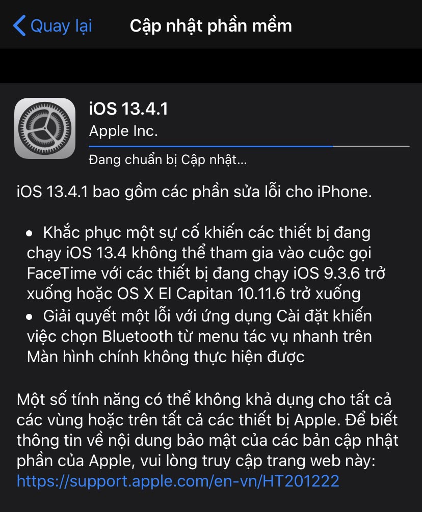 Apple Phát hành bản
cập nhật iOS 13.4.1, sửa lỗi quan trọng trên iPhone và iPad