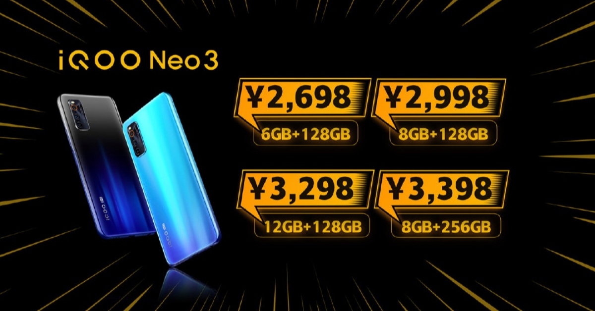 Vivo ra mắt iQOO Neo3
với chip Snapdragon 865, màn hình 144Hz, sạc nhanh 44W, giá
từ 8.9 triệu đồng