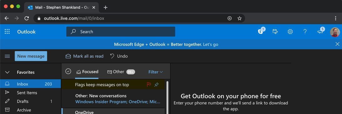 Microsoft lôi kéo
người dùng Chrome chuyển sang Edge, khi người dùng truy cập
Outlook