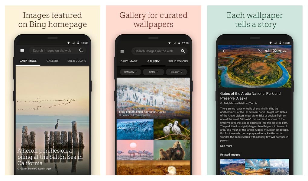 Microsoft phát hành
ứng dụng Bing Wallpapers miễn phí cho người dùng Android