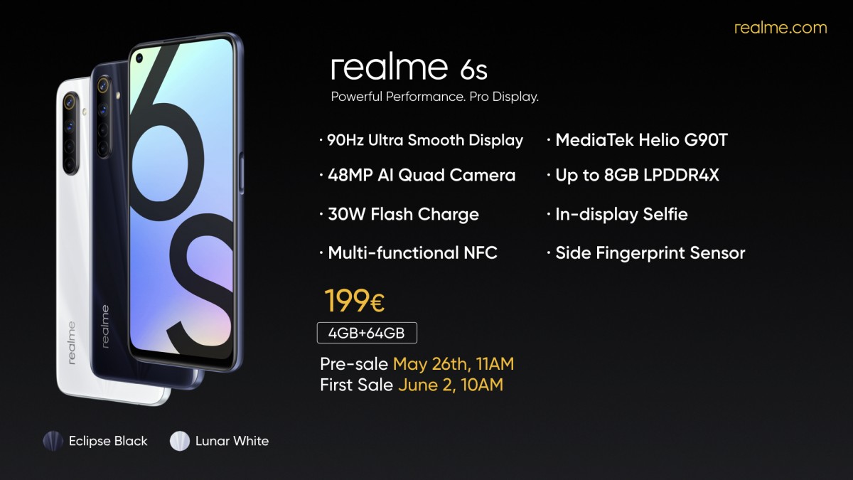 Realme 6s ra mắt:
Helio G90T, 4 camera 48MP, pin 4300mAh, giá 5.1 triệu đồng