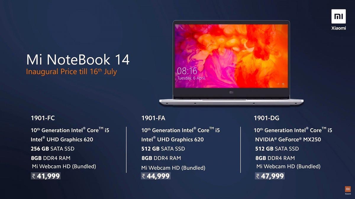 Xiaomi ra mắt Mi
Notebook 14 và Mi Notebook 14 Horizon Ediiton : Core i5/i7
thế hệ 10, Nvidia GeForce MX250/MX350, pin 10 giờ, giá từ 13
triệu đồng