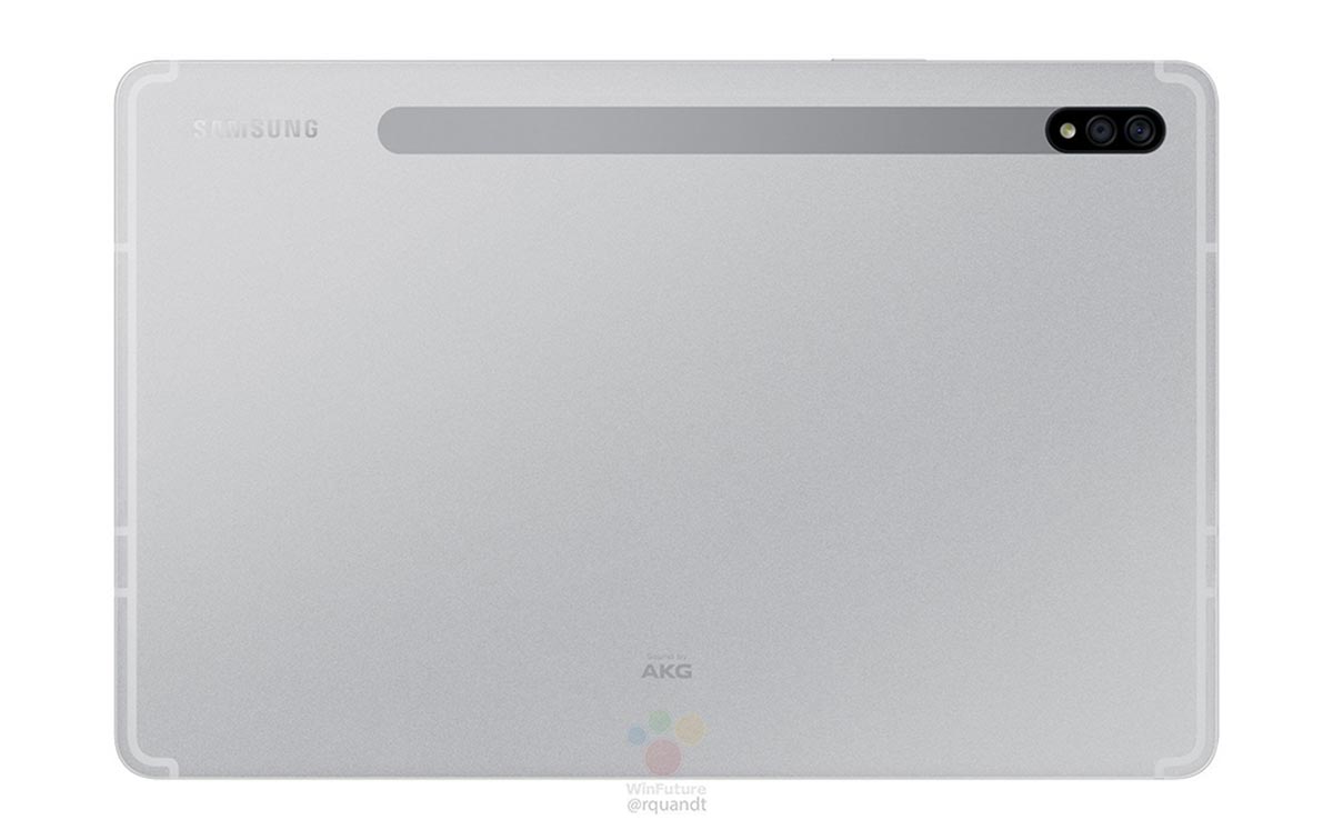 Lộ hình ảnh render và
thông số kỹ thuật của Galaxy Tab S7/S7+ với màn hình 120Hz,
Snapdragon 865+