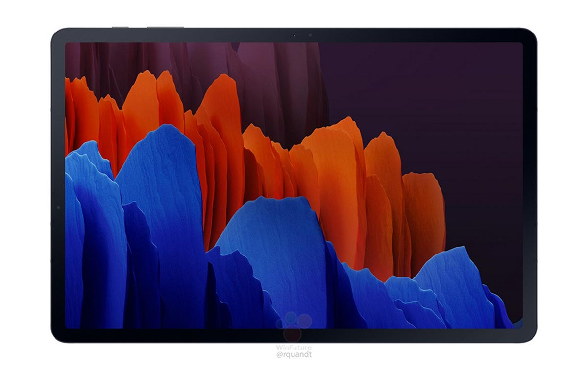 Lộ hình ảnh render và
thông số kỹ thuật của Galaxy Tab S7/S7+ với màn hình 120Hz,
Snapdragon 865+