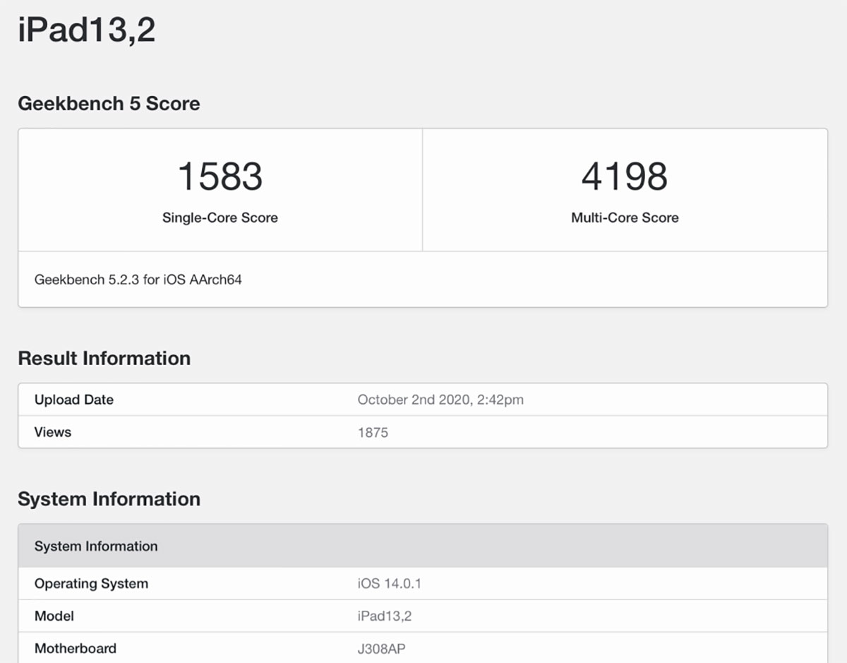 Chip A14 Bionic lộ
điểm benchmark với hiệu năng khủng, mạnh hơn cả A13 trên
iPhone 11 và A12Z trên iPad Pro