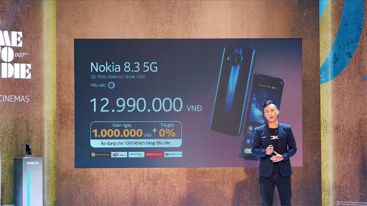 Nokia 8.3 5G chính
thức ra mắt tại VN với Snapdragon 765G, camera 64MP, hỗ trợ
5G, giá 12.9 triệu đồng