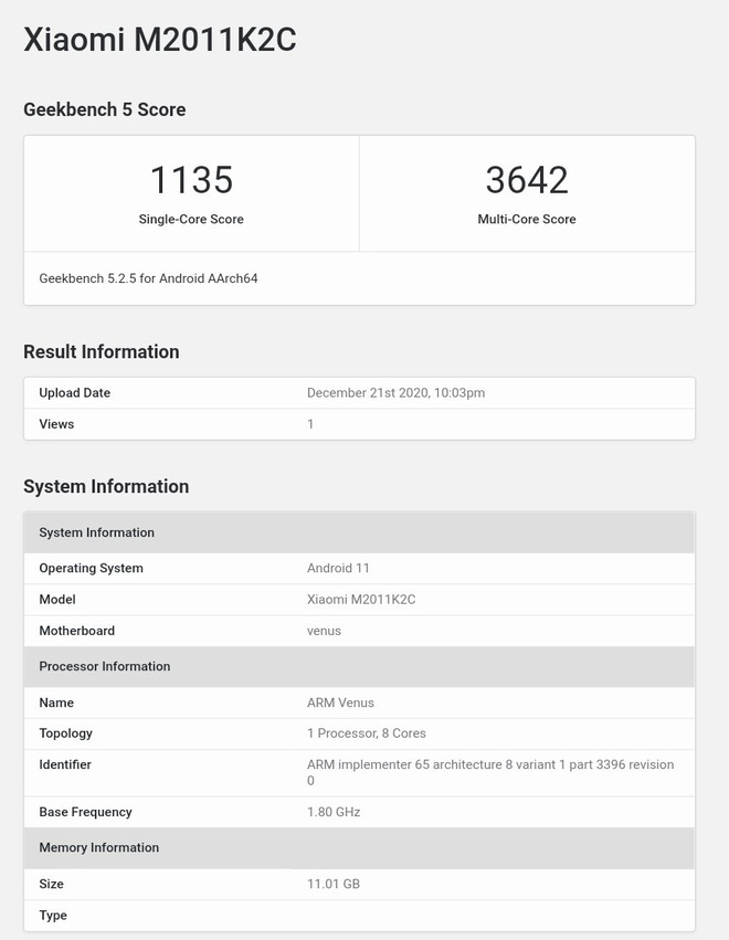 Xiaomi Mi 11 với chip
Snapdragon 888 lộ điểm hiệu năng, chính thức ra mắt vào ngày
28 tháng 12