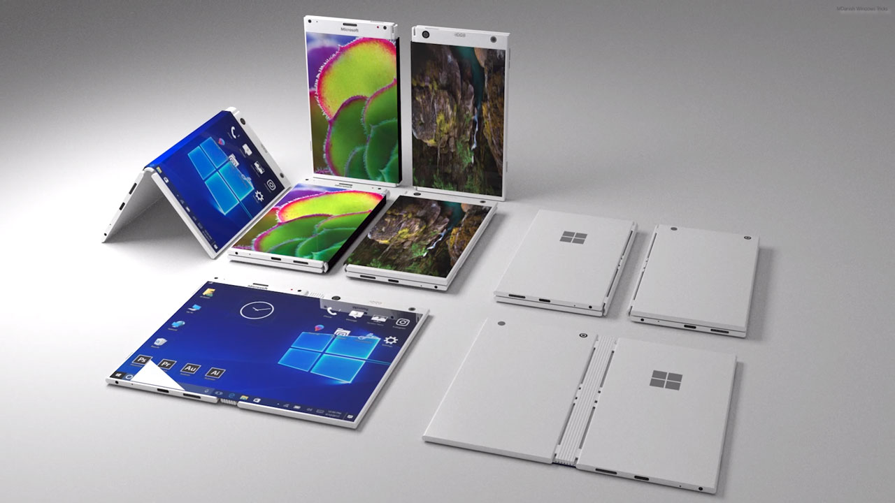 Concept Surface Phone chạy Windows Core OS, viền màn hình siêu mỏng có thể gập lại được