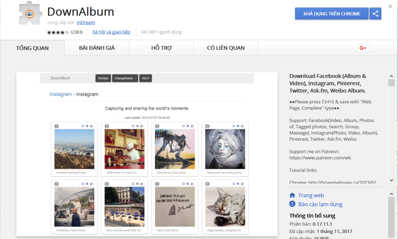 Hưởng dẫn tải toàn bộ ảnh trên Facebook cực dễ với tiện ích mở rộng DownAlbum trên Google Chrome