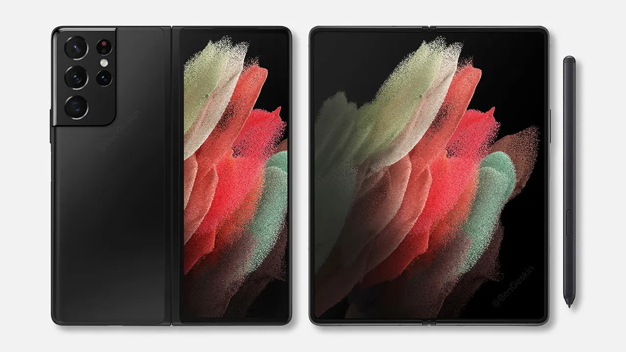 Hình ảnh render mới cho chúng ta thấy những cái nhìn đầu tiên về Galaxy Z Fold 3 5G